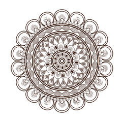 flat design round petal like decorative line mandala icon vector illustration