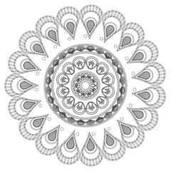 flat design round petal like decorative line mandala icon vector illustration