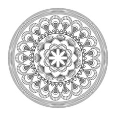 flat design round decorative line mandala icon vector illustration