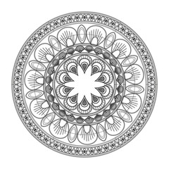 flat design round decorative line mandala icon vector illustration