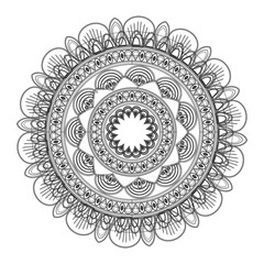 flat design round petal like decorative line mandala icon vector illustration
