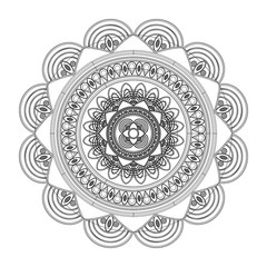 flat design round petal like decorative line mandala icon vector illustration