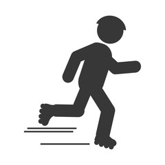 simple flat design skating person pictogram icon vector illustration