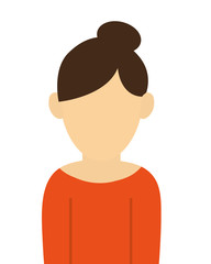 simple flat design faceless woman with high bun portrait icon vector illustration