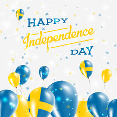 Sweden Independence Day Patriotic Design. Balloons in National Colors of the Country. Happy Independence Day Vector Greeting Card.