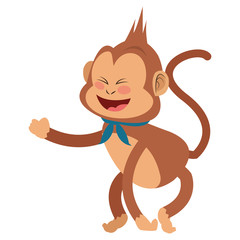simple flat design smiling monkey cartoon icon vector illustration