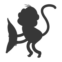 simple flat design monkey cartoon icon vector illustration silhouette