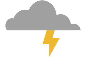 simple flat design cloud witn lightning ray icon vector illustration