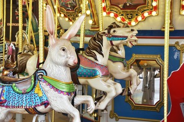 Fototapeta na wymiar Rabbit on Carousel