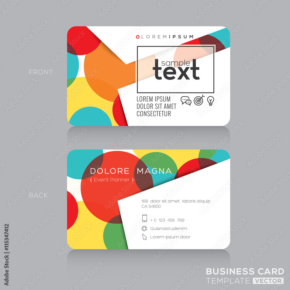 Canvas Prints trendy business card template with colorful circles background