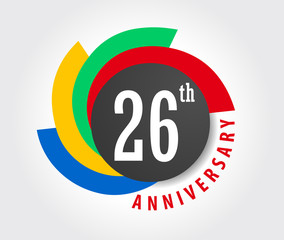 26th Anniversary celebration background, 26 years anniversary card illustration - vector eps10