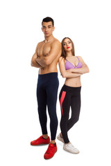 Fototapeta na wymiar Girlfriend and boyfriend wearing sportswear