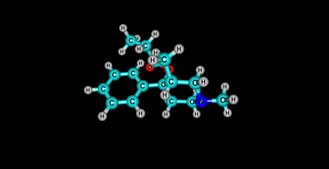 Prodine molecular structure isolated on black