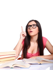 College girl with books