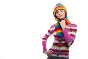 Fototapeta premium Woman in funny color hat