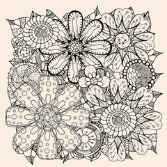 doodle flowers and leafs