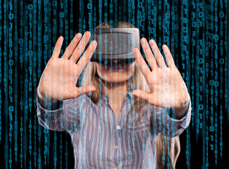 Woman in virtual reality headset