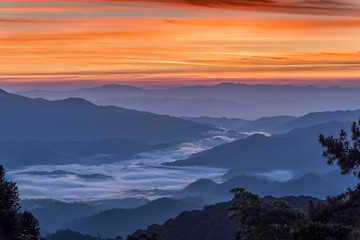 Sea Fog in The Morning before sunrise