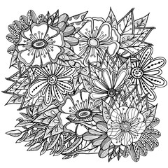 Pattern for coloring book. Ethnic retro design