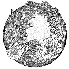 Pattern for coloring book. Ethnic retro design