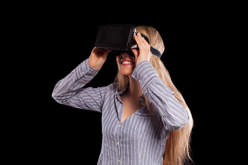 Woman in virtual reality headset