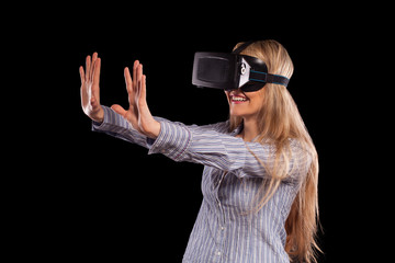 Woman in virtual reality headset