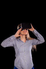 Woman in virtual reality headset