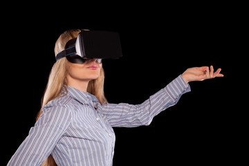 Woman in virtual reality headset