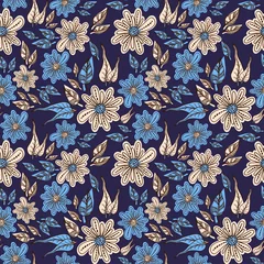 Gordijnen Bloemendesign Abstract flowers seamless pattern. Colorful vector background  © lexver