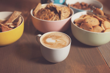 Different cookies with cup