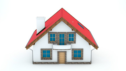 3D illustration of house on white background