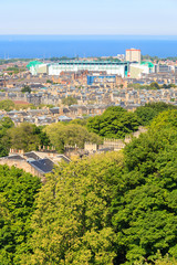 Fototapeta na wymiar Edinburgh city aerial view as seen from Nelson monument