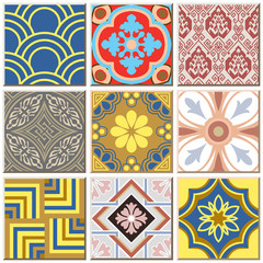 Vintage retro ceramic tile pattern set collection 040
