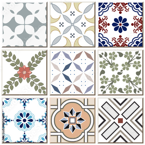 Vintage Retro Ceramic Tile Pattern Set Collection 037 Stock Image Vintage Retro Ceramic Tile Pattern Set Collection 037