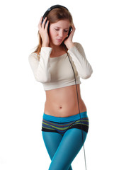 woman with headpfones