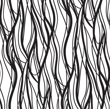 Seamless Texture With Intertwined Wavy Lines. Spurts Of Flame. Vector Background For Your Creativity