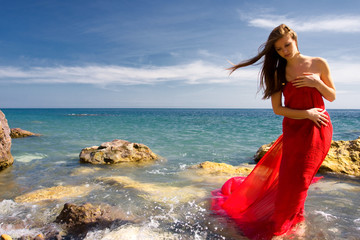 woman and sea beach