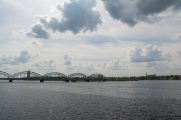 Riga railway bridge and clouds.