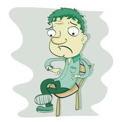 cartoon waiting man