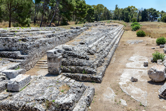 Archaeological Park Neapolis with temple of Zeus at Syracusa, Sicily