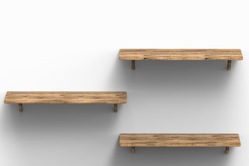 three wooden shelves