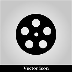 Movie icon on grey background, vector illustration