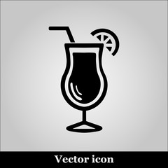Cocktail icon, glass of alcohol drink sign.