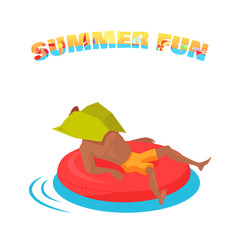 Swimming and Relaxing on the Coast Vector Illustration.