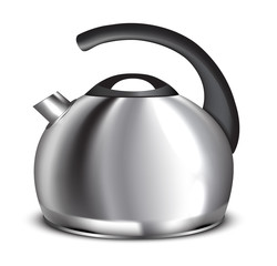 Teapot kettle. Shiny stainless steel kettle. Vector Illustration