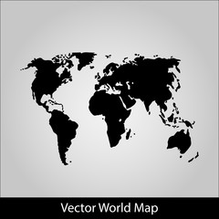 World map on grey background, vector illustration