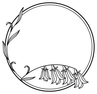 Elegant round frame with bluebells.  Design element for advertisements, logos, pages, flyer, web, wedding and other invitations or greeting cards. Vector clip art.