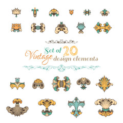 Vintage design elements and page decorations.