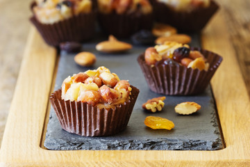 Sweets with nuts and caramel