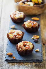 Sweets with nuts and caramel